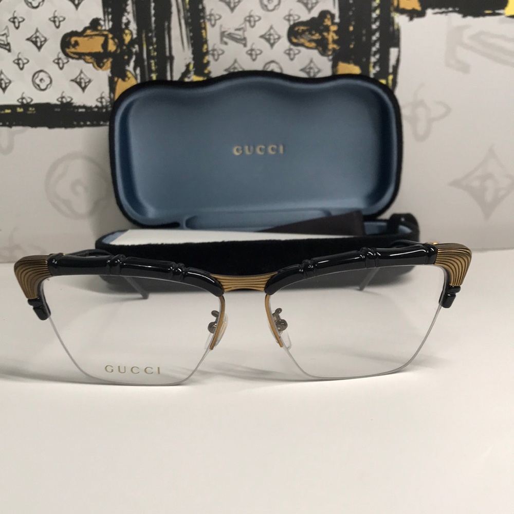 New Authentic Gucci Black and Brown Eyeglasses GG0660o 001 - Picture 3 of 14